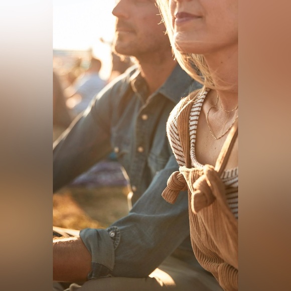 Faherty Legend™ Rib Square Neck Tee in Henna Chalk Stripe - Size S - Picture 5 of 9